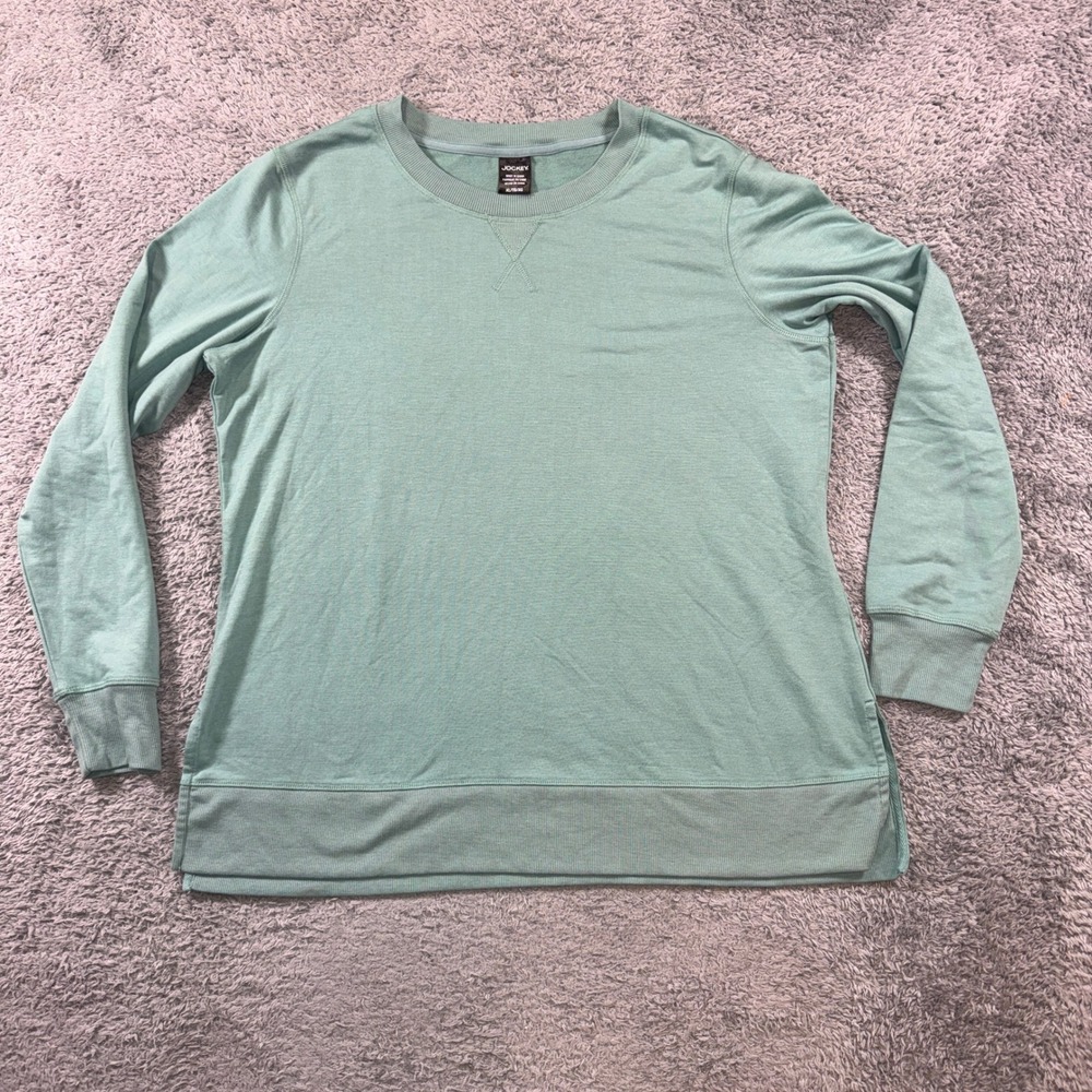 Jockey Sweatshirt XL Green Womens Pullover Crew Neck Long Sleeve Casual Top